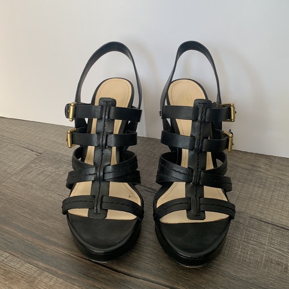 Coach black leather heeled sandals size 9.5 - Picture 2 of 9